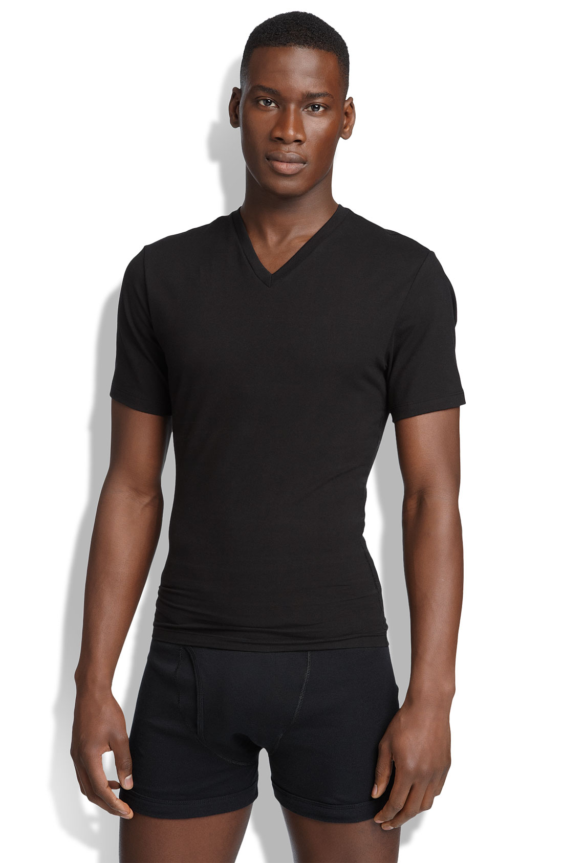 Spanx V-Neck Cotton Compression T-Shirt in Black for Men | Lyst