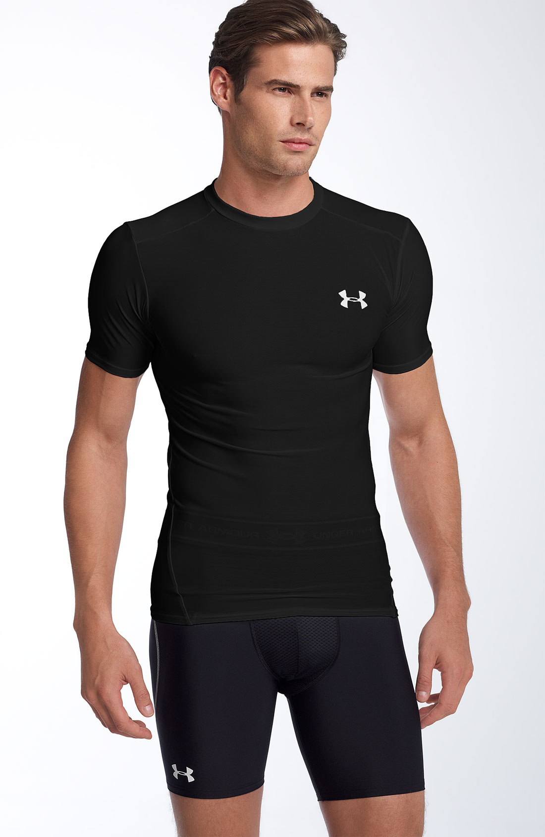 Under Armour Heatgear® Short Sleeve Compression Shirt in Black for Men ...