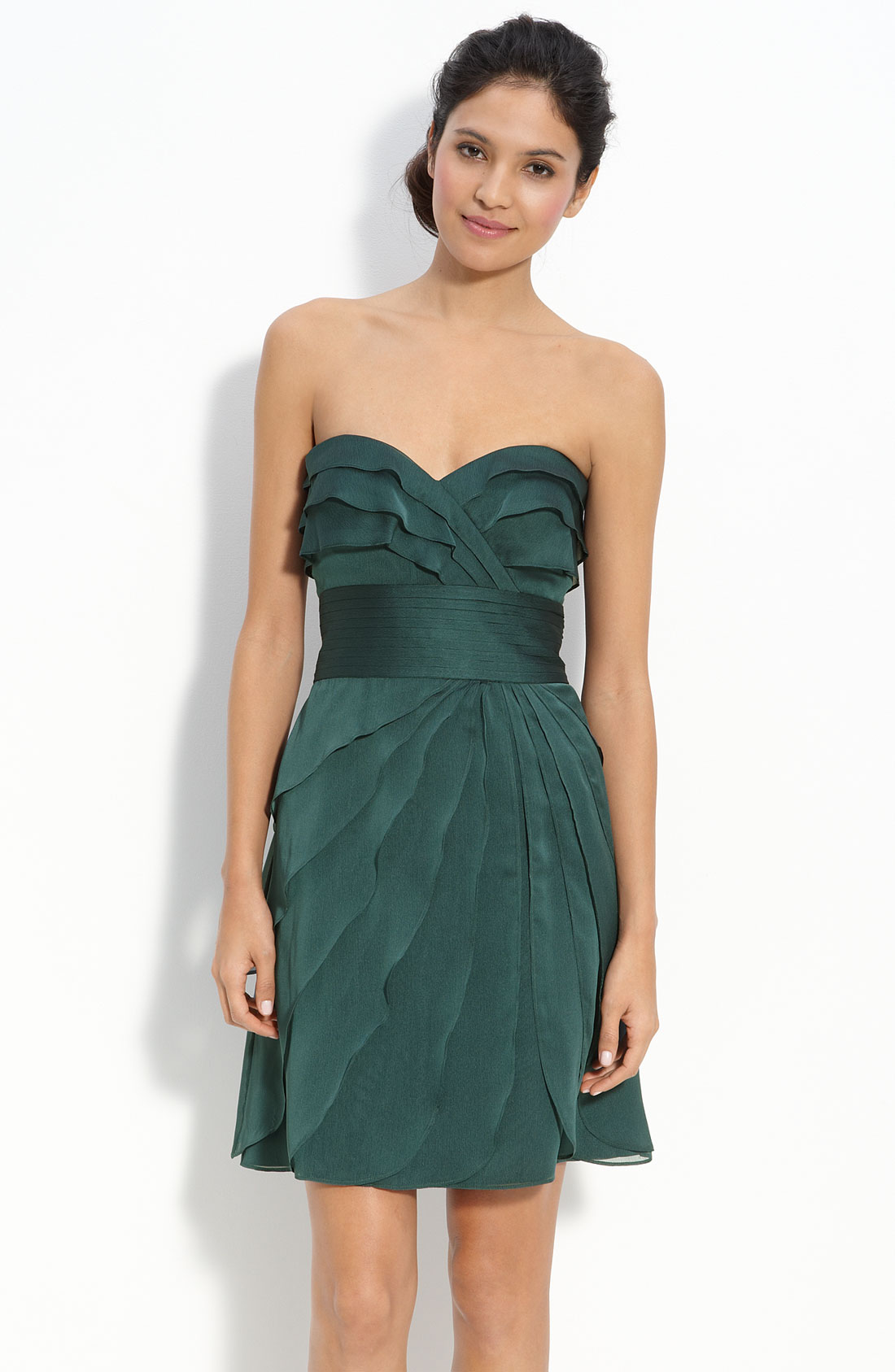 Adrianna Papell Tiered Iridescent Chiffon Dress in Green (spruce) | Lyst