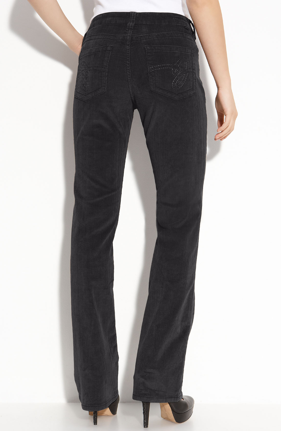 Jag Jeans Ember Bootcut Corduroy Pants (petite) in Black (dark metal ...