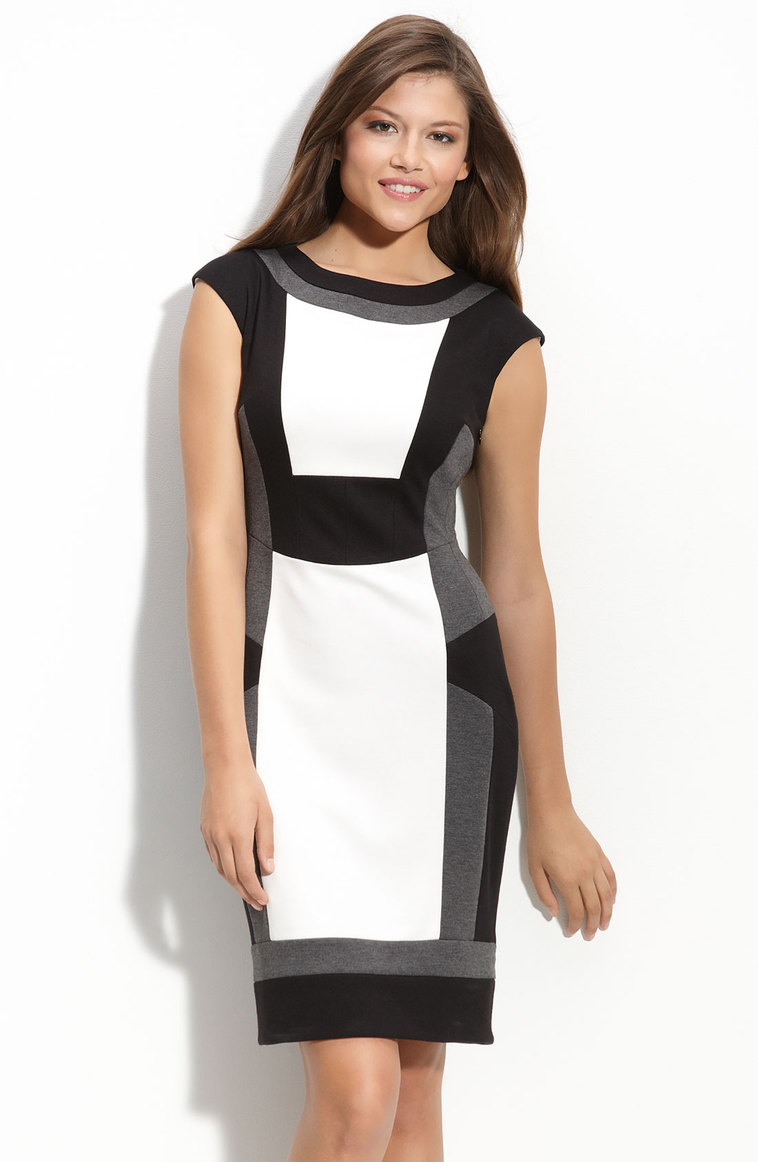 maggy london black and white dress