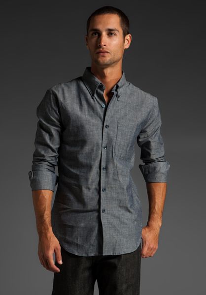 Naked & Famous Slim Shirt in Blue for Men (lightweight chambray) | Lyst