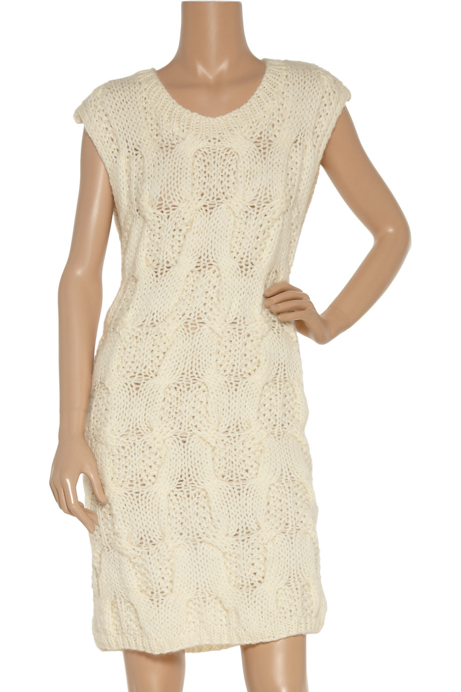 Vanessa bruno athé Cable-knit Wool Sweater Dress in Natural | Lyst