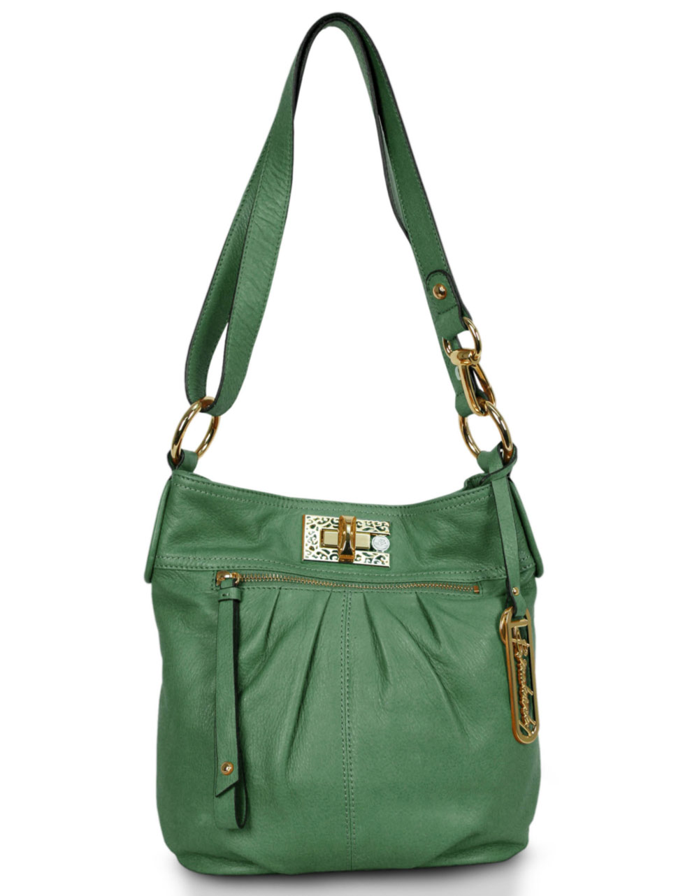 B. Makowsky Jamie Convertible Leather Shoulder Bag in Green (green tea ...