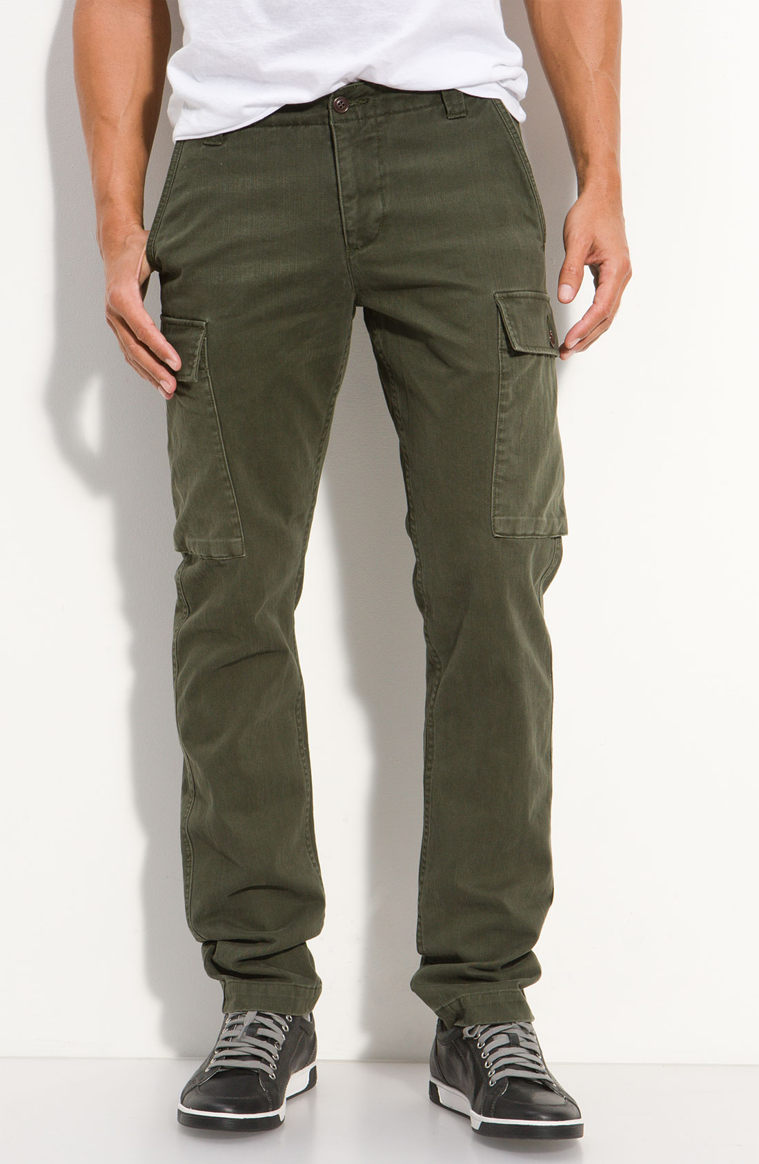 men's slim fit khaki cargo pants