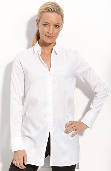 Hugo Boss Boss Black Woven Tunic Shirt in White | Lyst