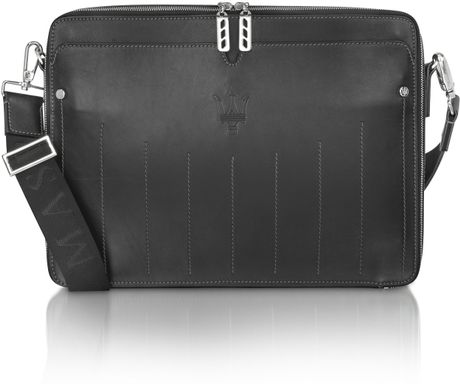 Maserati Zip Around Leather Laptop Bag in Black for Men | Lyst