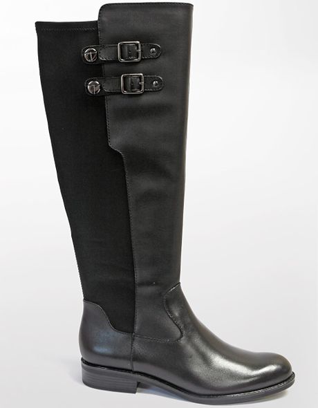 Tahari Blitz Leather Stretch Boots in Black (black leather) | Lyst