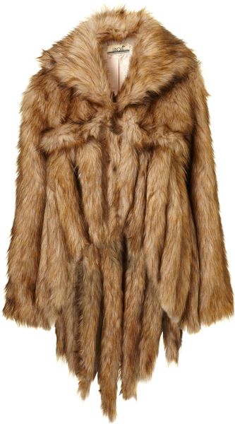 Topshop Faux Fur Tails Coat By Unique** in Brown | Lyst