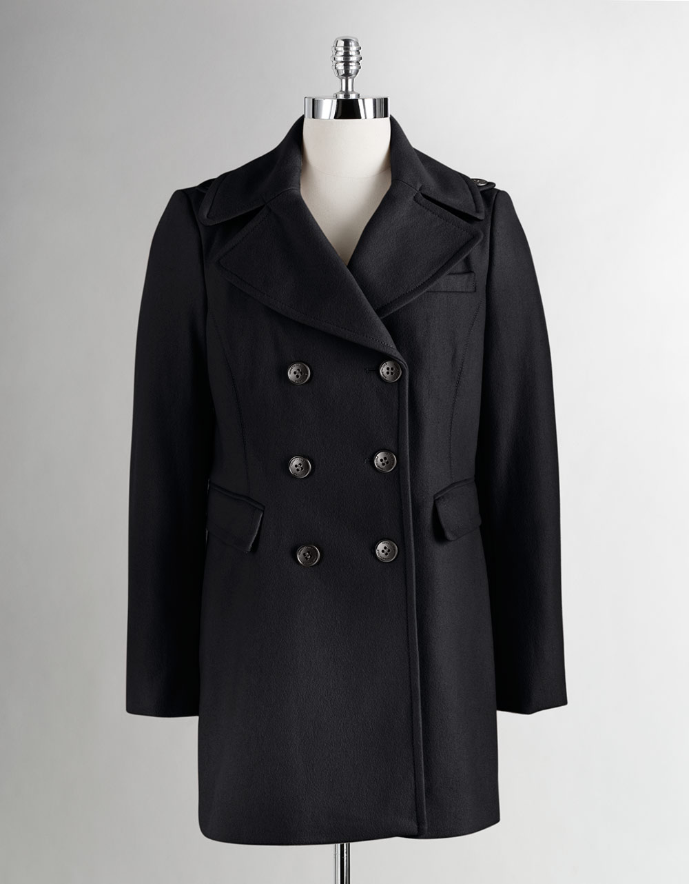 Kenneth Cole Reaction Double Breasted Peacoat in Black | Lyst