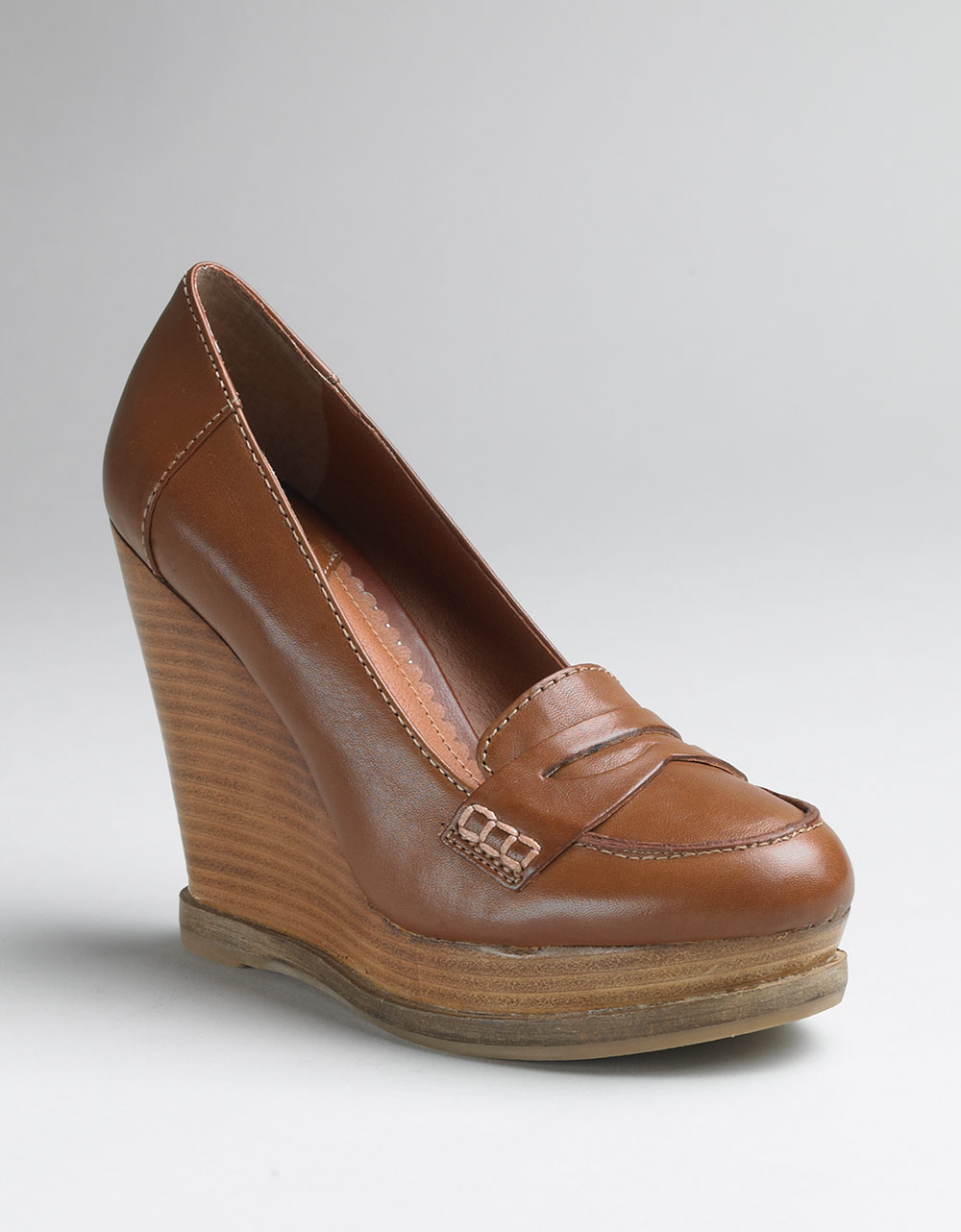 brown platform loafer