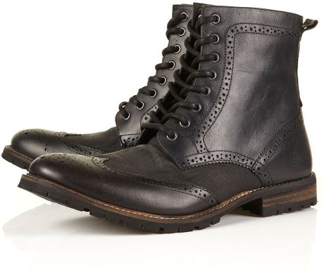 Topman Chester Brogue Boot* in Black for Men | Lyst