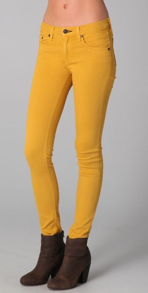Rag & Bone Skinny Jeans in Yellow (mustard) | Lyst