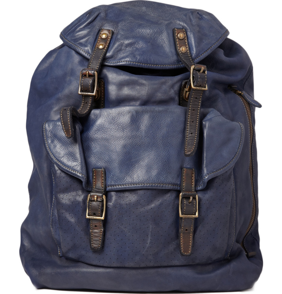 Paul Smith Bhaltair Aged Leather Backpack in Blue for Men | Lyst
