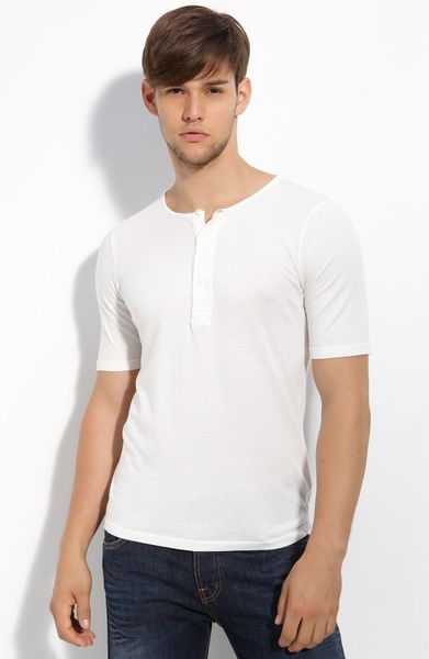 Nudie Jeans Organic Cotton Henley T-shirt in White for Men (off white ...