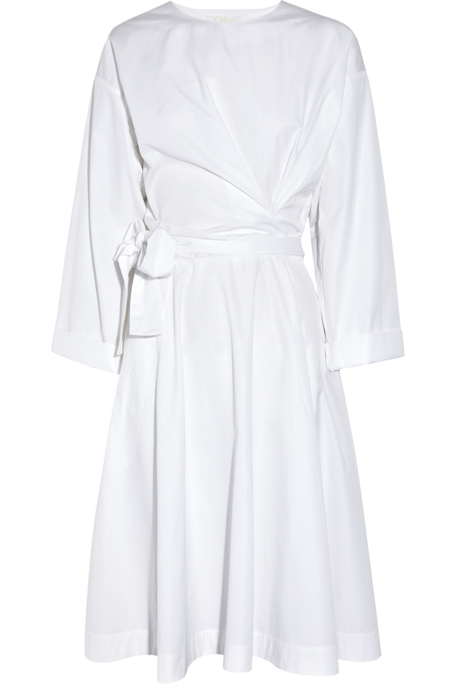Chloé Belted Cotton-poplin Dress in White | Lyst