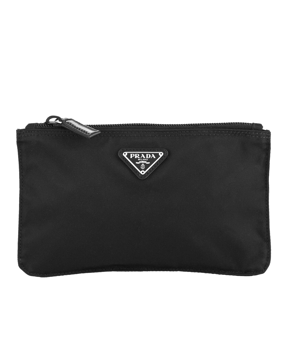 Prada Tessuto Flat Small Cosmetic Bag in Black | Lyst