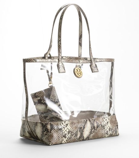 Tory Burch Clear Python Tote in Animal (natural) | Lyst