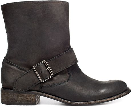 Zara Biker Ankle Boot in Black | Lyst