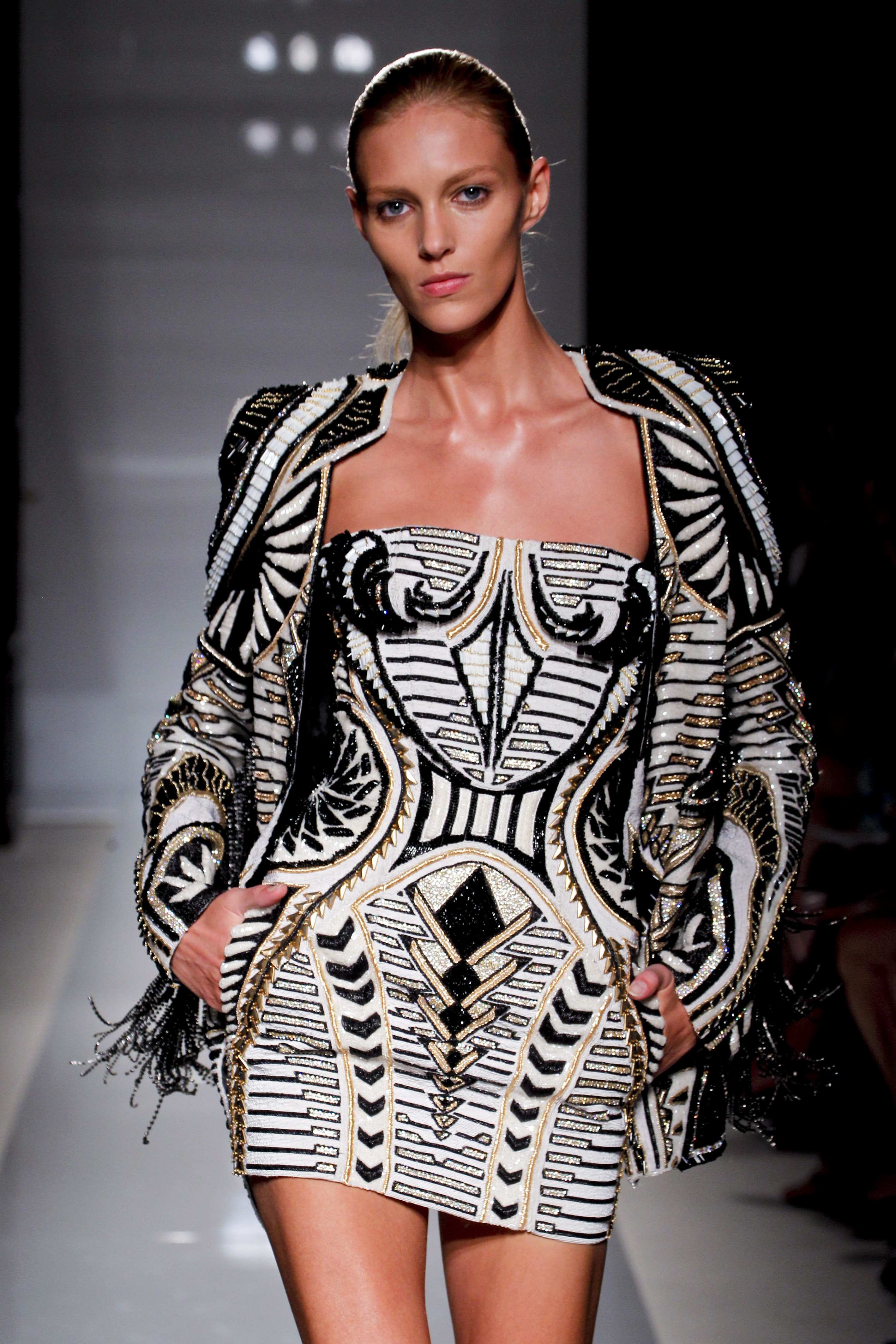 Balmain Spring 2012 Embroided Jacket With Fringed Sleeves in Black ...