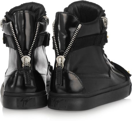 Giuseppe Zanotti Embellished Leather High-top Sneakers in Black | Lyst