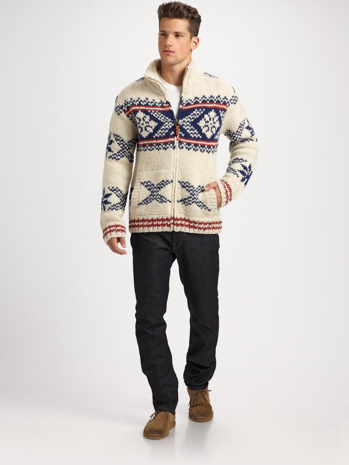 Lyst - Scotch & soda Hand-knit Wool Sweater in White for Men