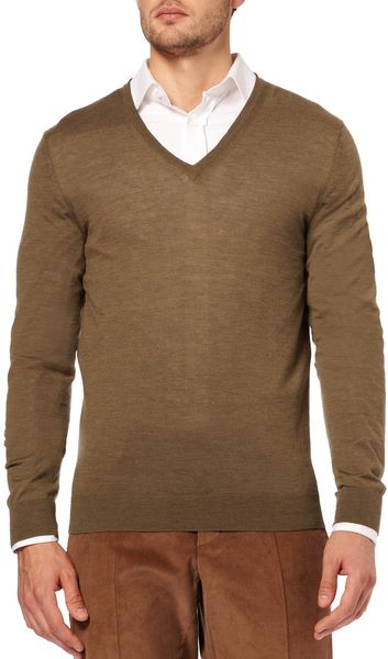 Gucci V-neck Merino Wool Sweater in Brown for Men | Lyst