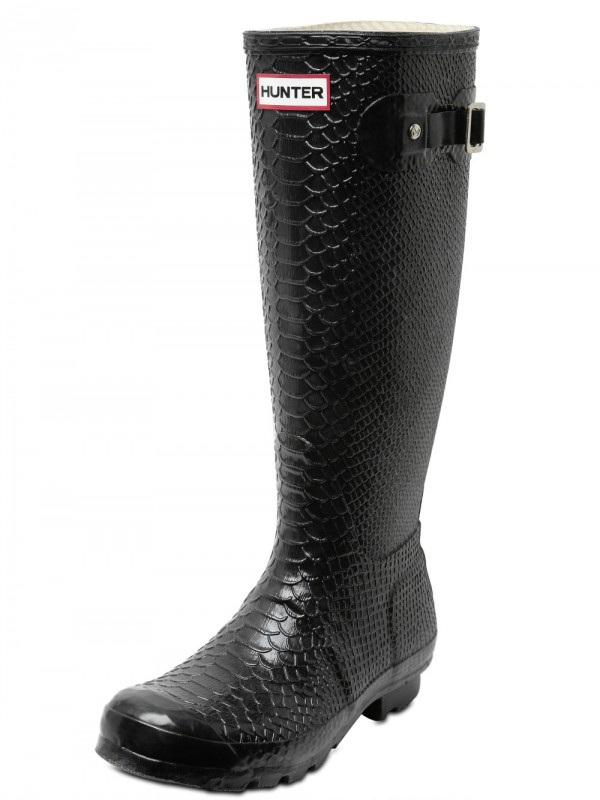 Hunter Snake Print Boots in Black | Lyst