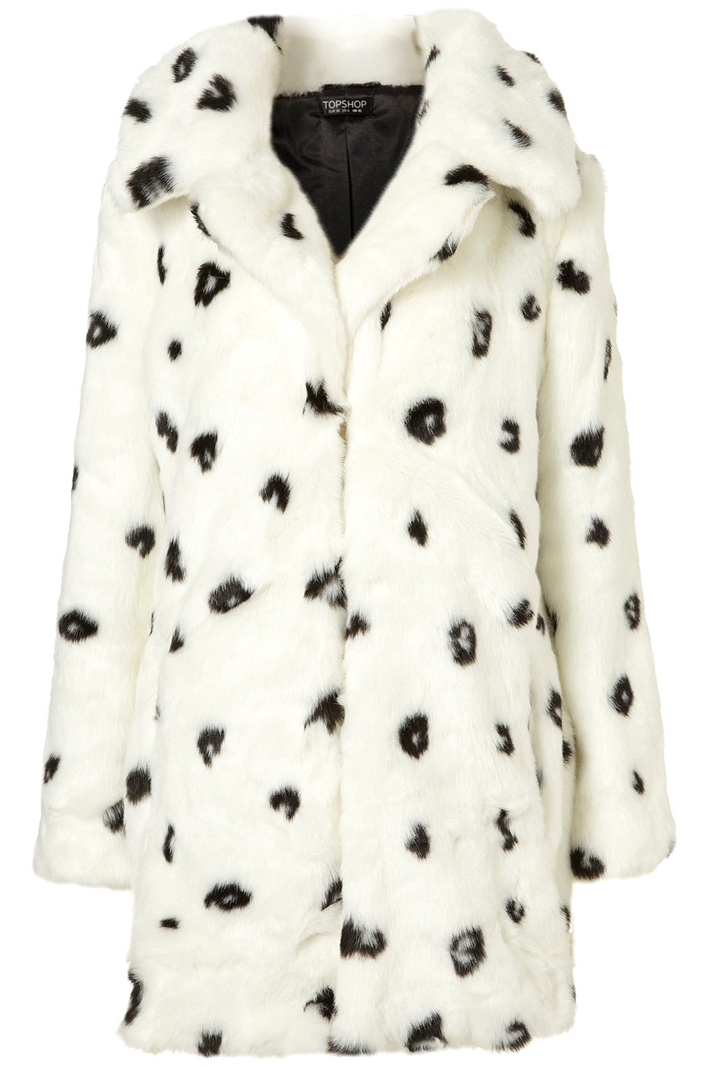 Topshop Dalmatian Oversized Faux Fur Coat in Black | Lyst