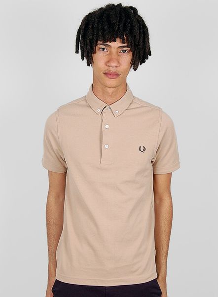 Fred Perry Button Down Polo Shirt Camel in Beige for Men (camel) | Lyst