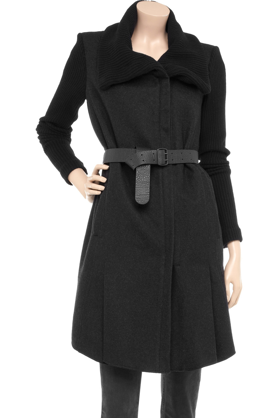 Lyst - Helmut Lang Asymmetric Wool-blend Coat in Black