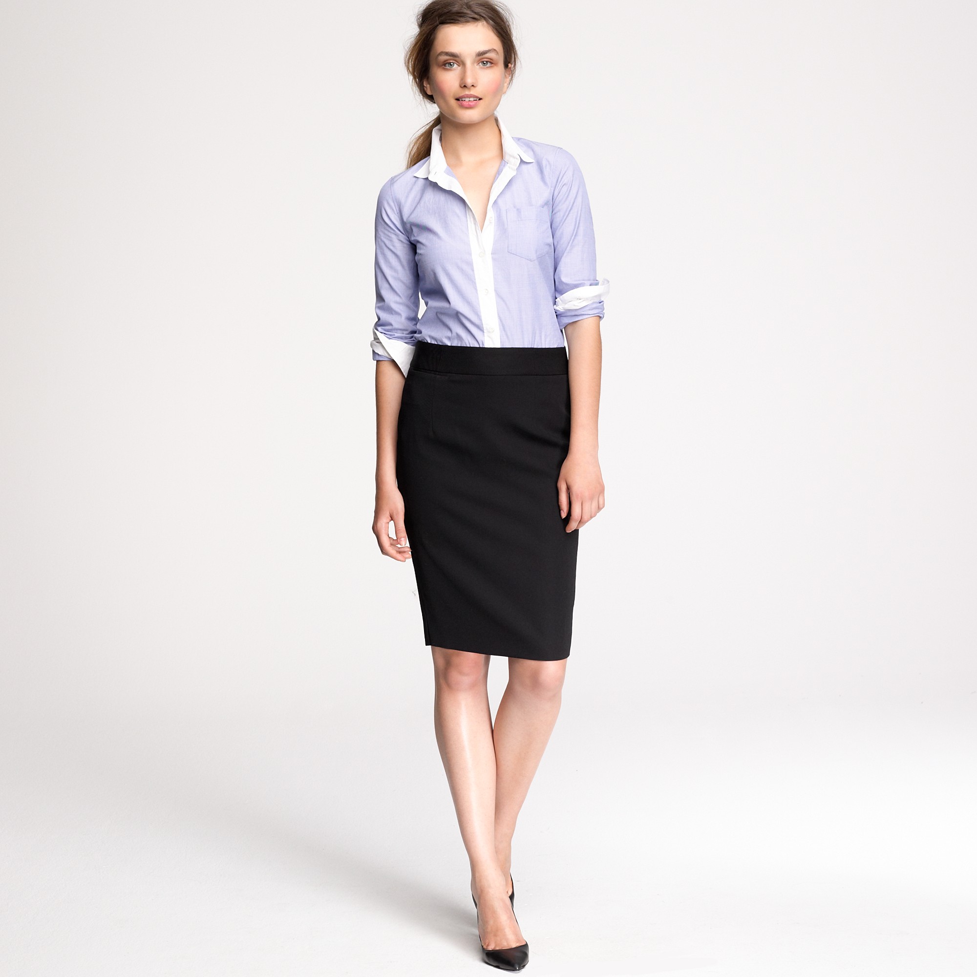 J.crew Pencil Skirt in Wool Gabardine in Black | Lyst