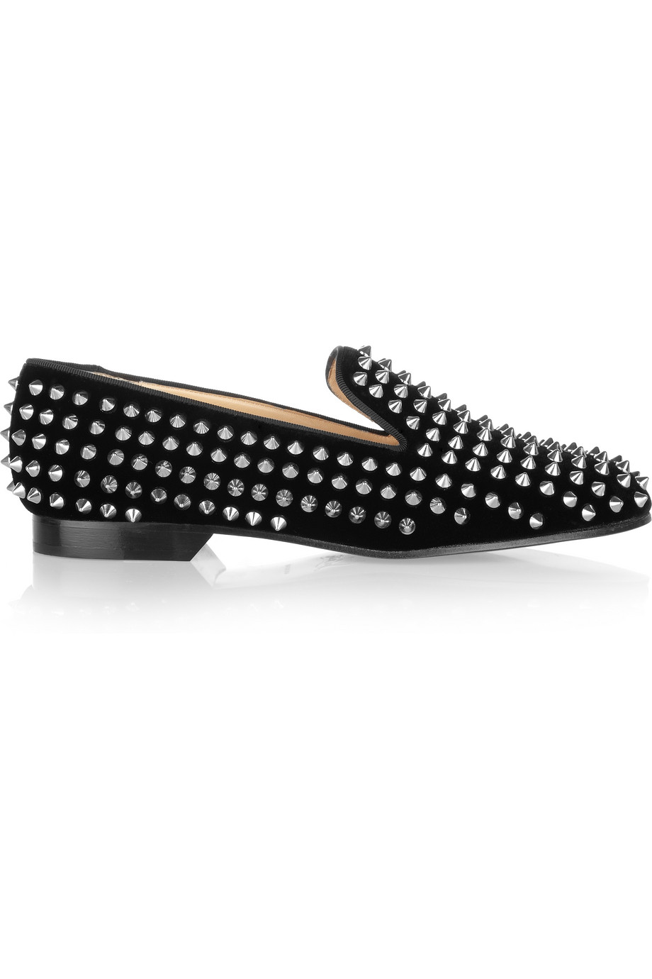 christian louboutin mens spiked shoes - christian louboutin round-toe flats Black satin | cosmetics ...