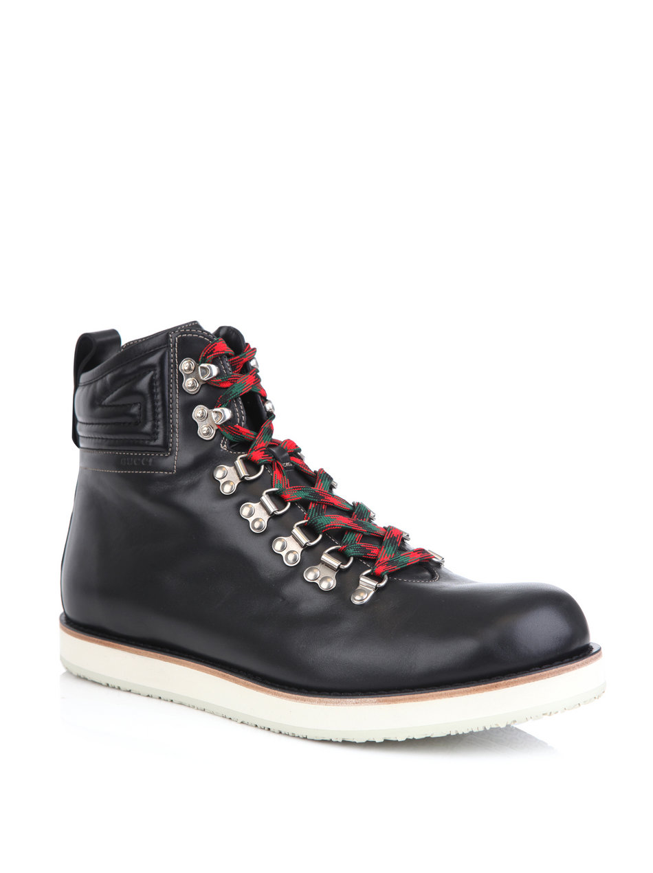 Gucci Leather Hiking Boots in Black for Men | Lyst