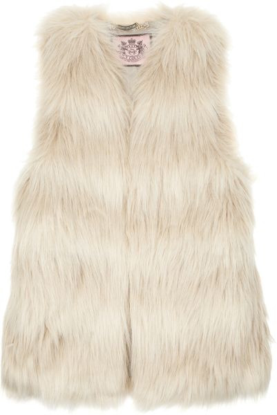 Juicy Couture Belted Faux Fur Gilet in Beige (cream) | Lyst