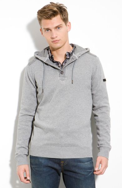 Ben Sherman Elbow Patch Pullover Sweater Hoodie in Gray for Men (slate ...