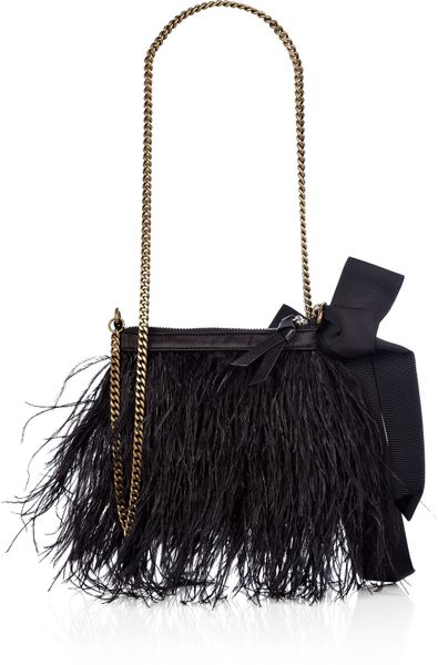 By Malene Birger Black Fickly Ostrich Feather Floating Bag in Black | Lyst
