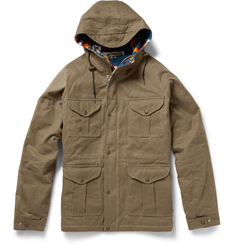 Filson Waxed Cotton Padded Jacket in Brown for Men | Lyst