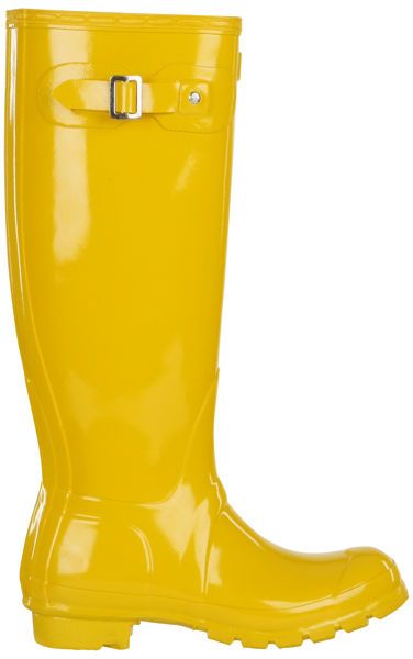 Hunter Womens Original Tall Gloss Wellington Boots Vintage Yellow in ...