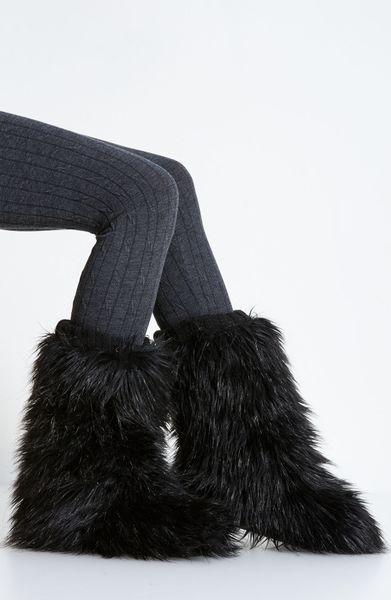 Make + Model Faux Fur Slipper Boot in Black | Lyst