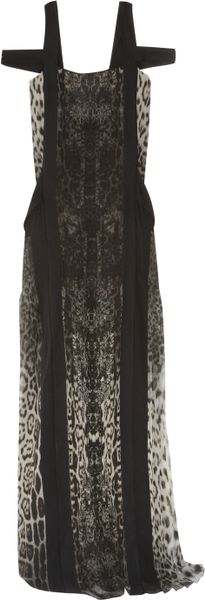Roberto Cavalli Leopard-print Pleated Silk-georgette Gown in Black ...