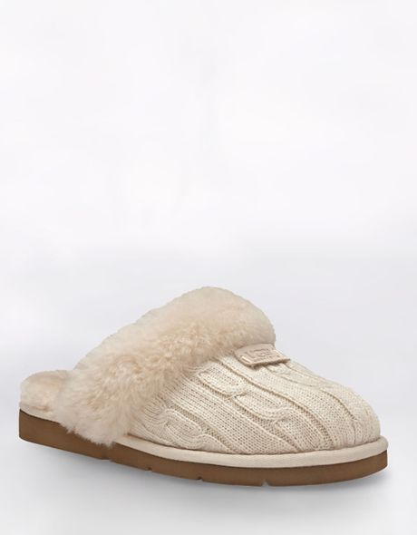 Ugg Cozy Cable-knit Slippers in Beige (cream) | Lyst