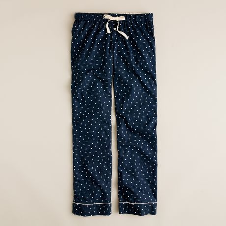 J.crew Flannel Pajama Pant in Polka Dot in Blue (navy) | Lyst
