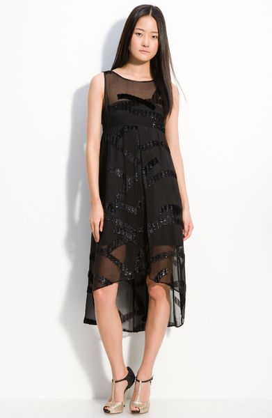 Marc By Marc Jacobs Liv Sheer Overlay Sparkle Swirl Dress in Black ...
