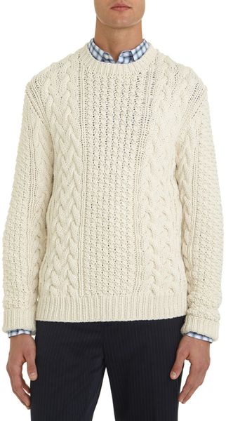 Michael Kors Cable Knit Sweater in White for Men (cream) | Lyst