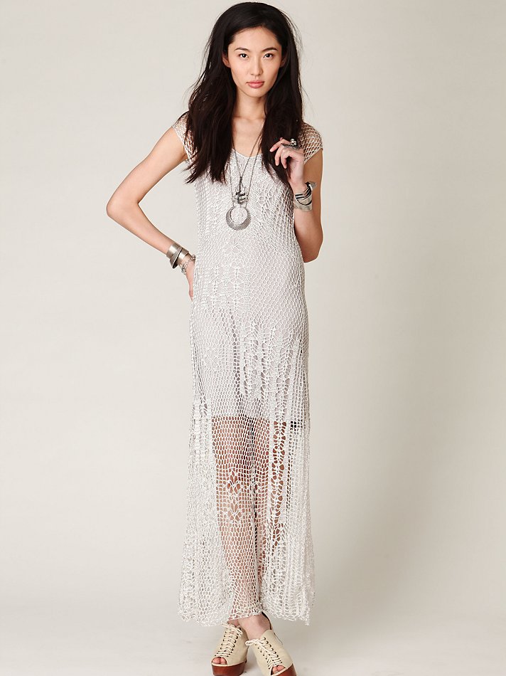 Lyst Free People Fp Spun Dreams Of Crochet Dress in Metallic