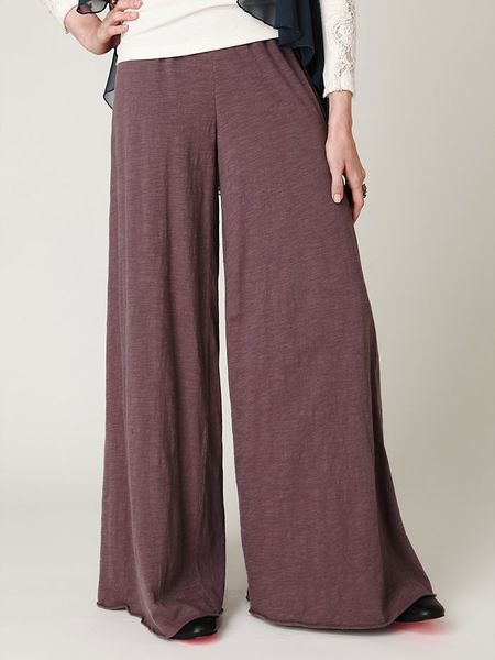 Free People Super Wide Leg Pants in Brown (taupe) | Lyst