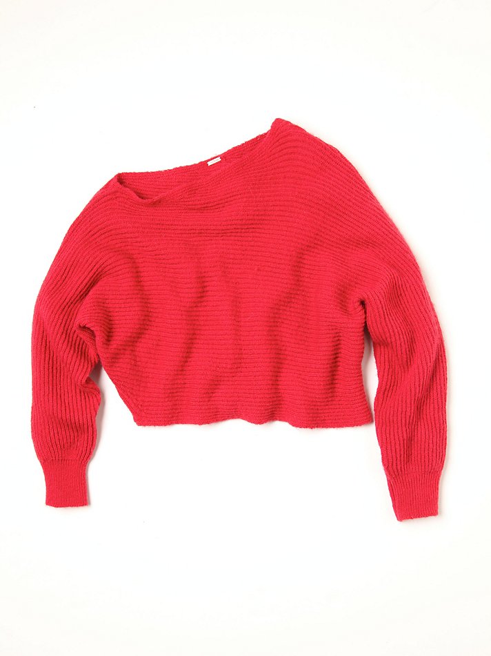 Lyst - Free People Easy Days Off The Shoulder Sweater in Red
