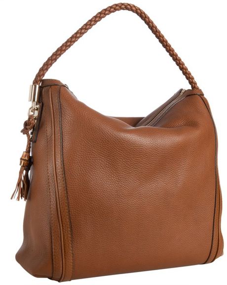 Gucci Brown Leather Bella Braided Handle Large Hobo in Brown | Lyst