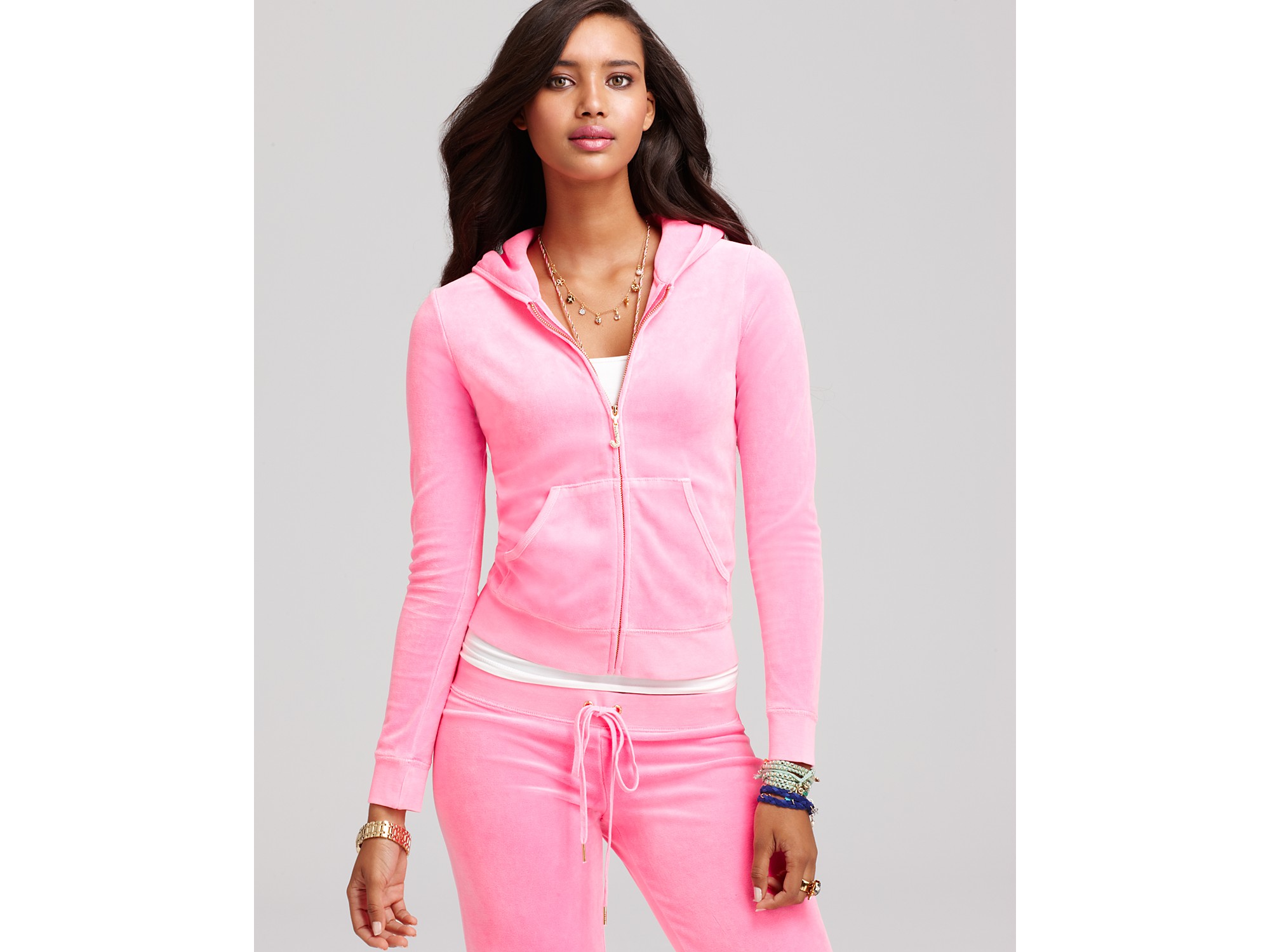 Lyst - Juicy Couture Original Zip Velour Hoodie with Embellished Pull ...